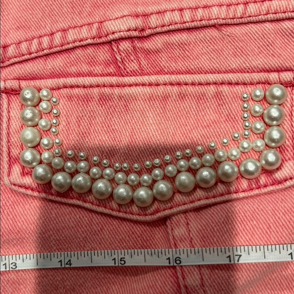 Savanna Jane Coral Jean Jacket with Pearl Accents - Picture 8 of 11
